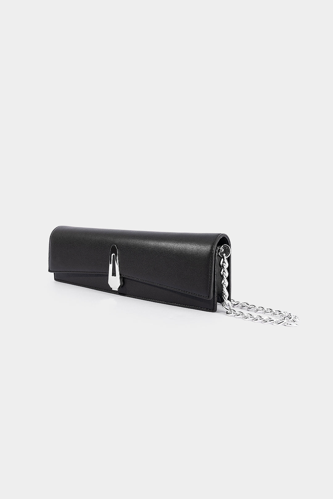 Leather Metallic Chain Clutch Bag - Image 2