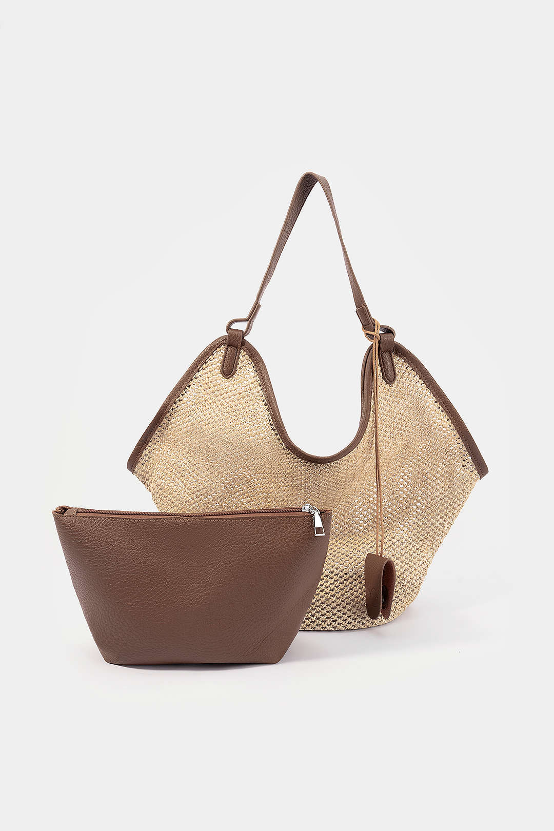 Woven Faux Leather Shoulder Bag - Image 2
