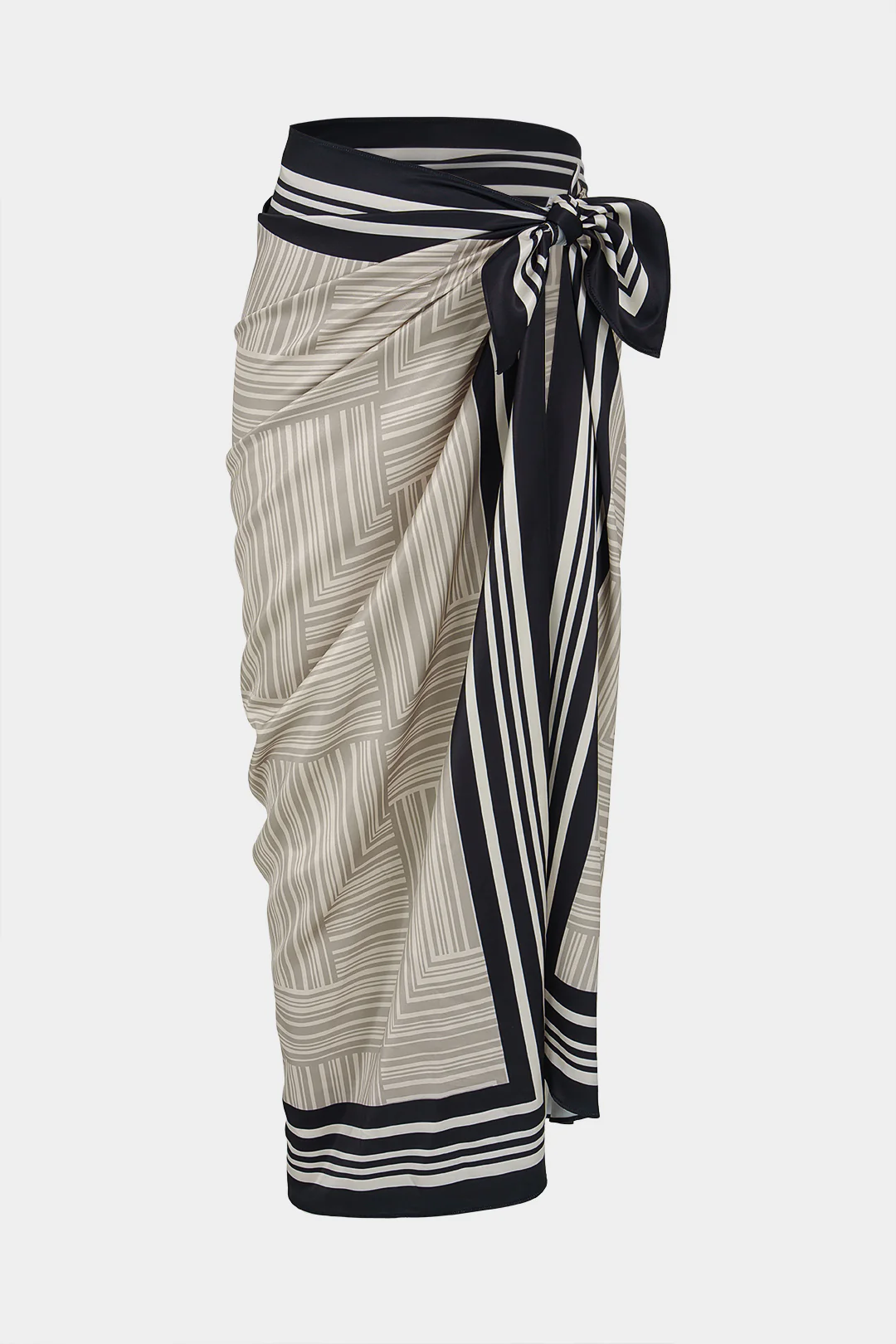 Geometric Print Wrap Side Tie-Up Scarf