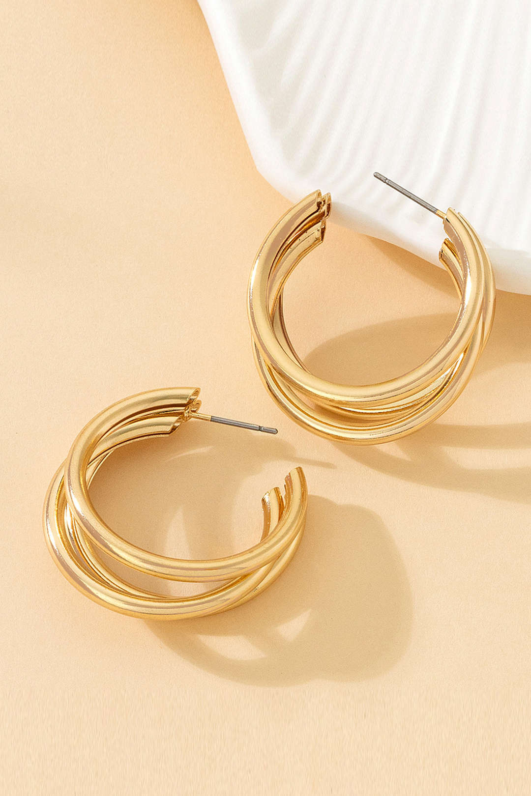Layer Circle Metal Earrings - Image 2