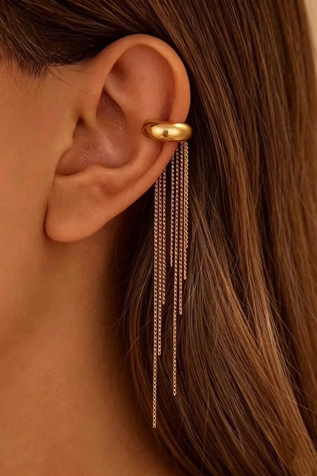 Chain Tassel Geometric Earrings