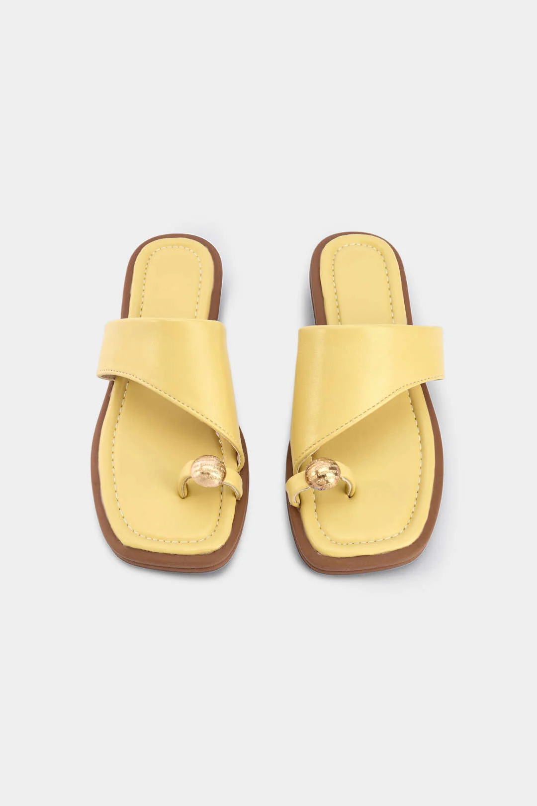 Contrast Open Toe Flats