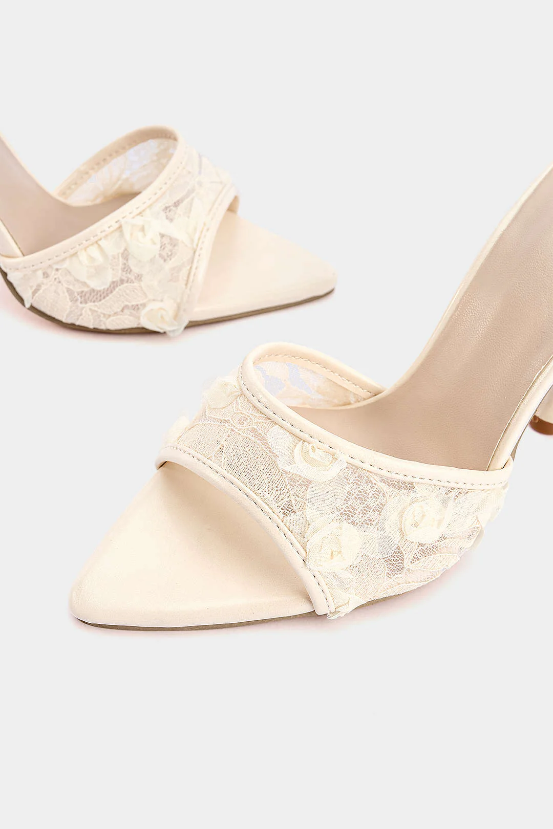 Lace Trim 3D Embroidery Heels - Image 3