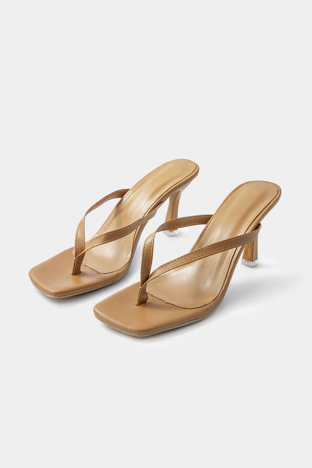 Basic Mid Heel Thong Sandals - Image 5