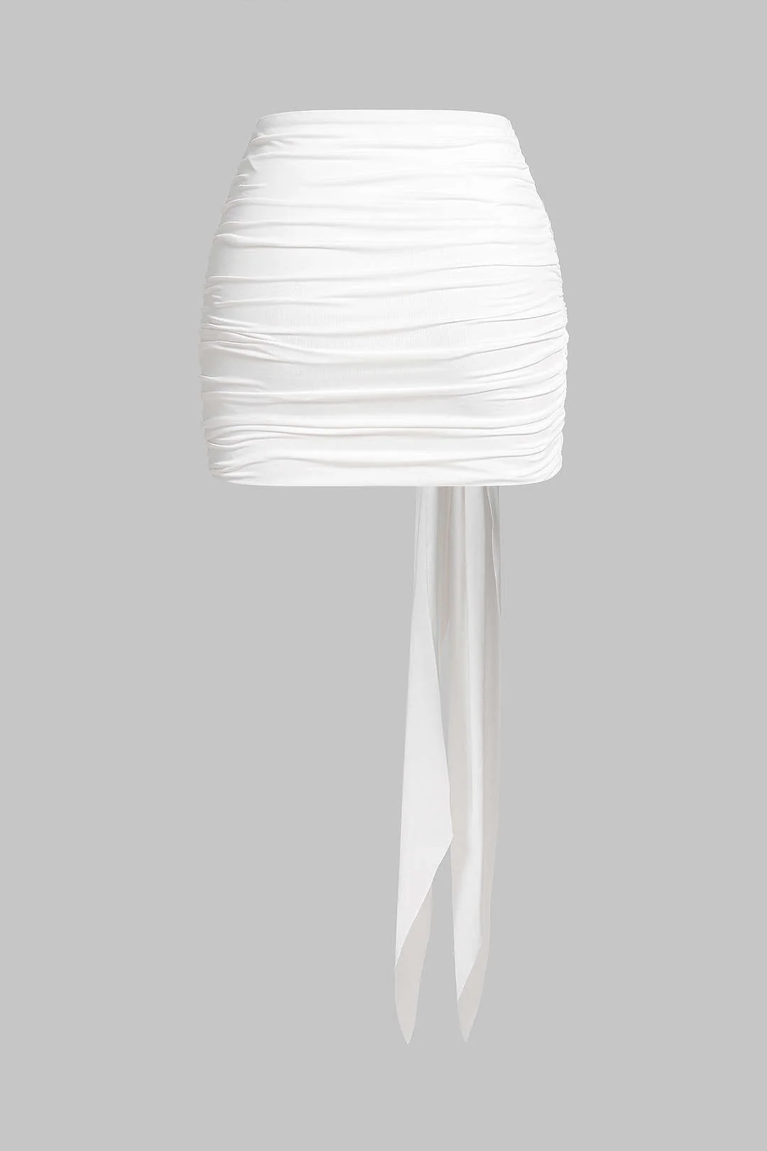 Solid Tie Front Ruched Skirt - Image 2