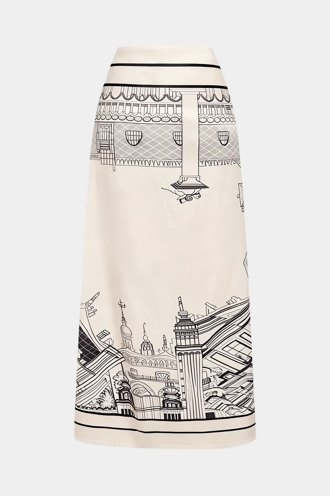 Artistic Print Stain Drawstring Asymmetrical Ruched Skirt - Image 2
