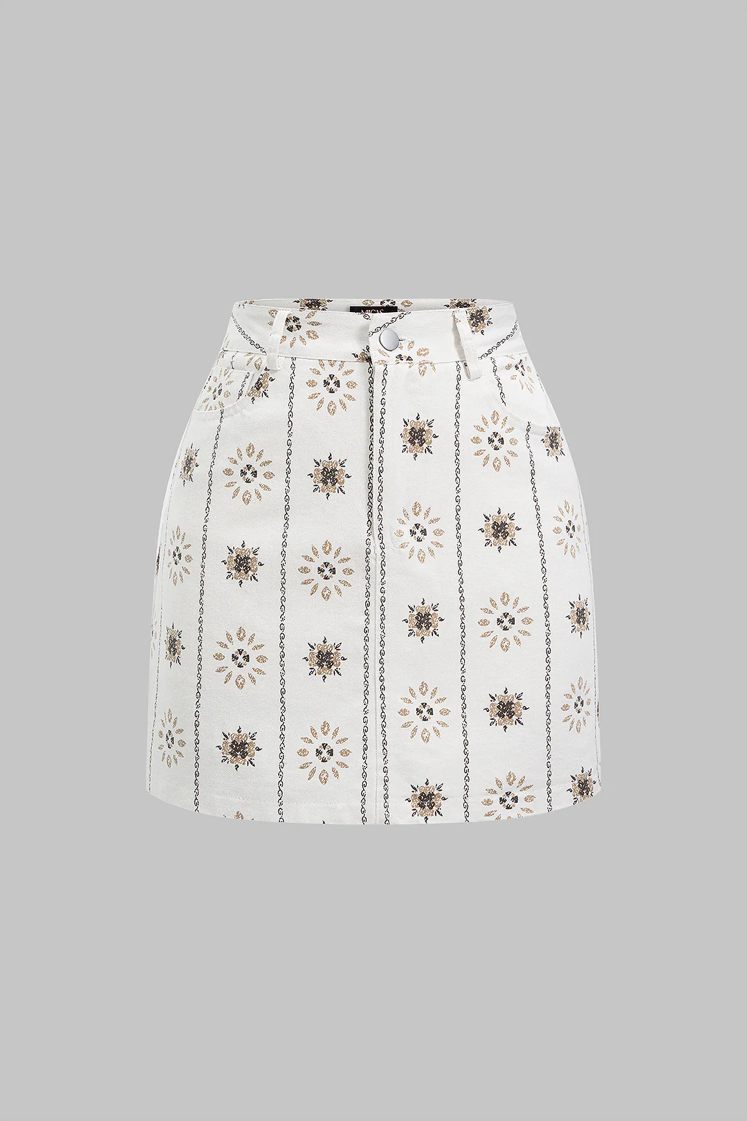 Floral Geometric Print High Waist Skirt