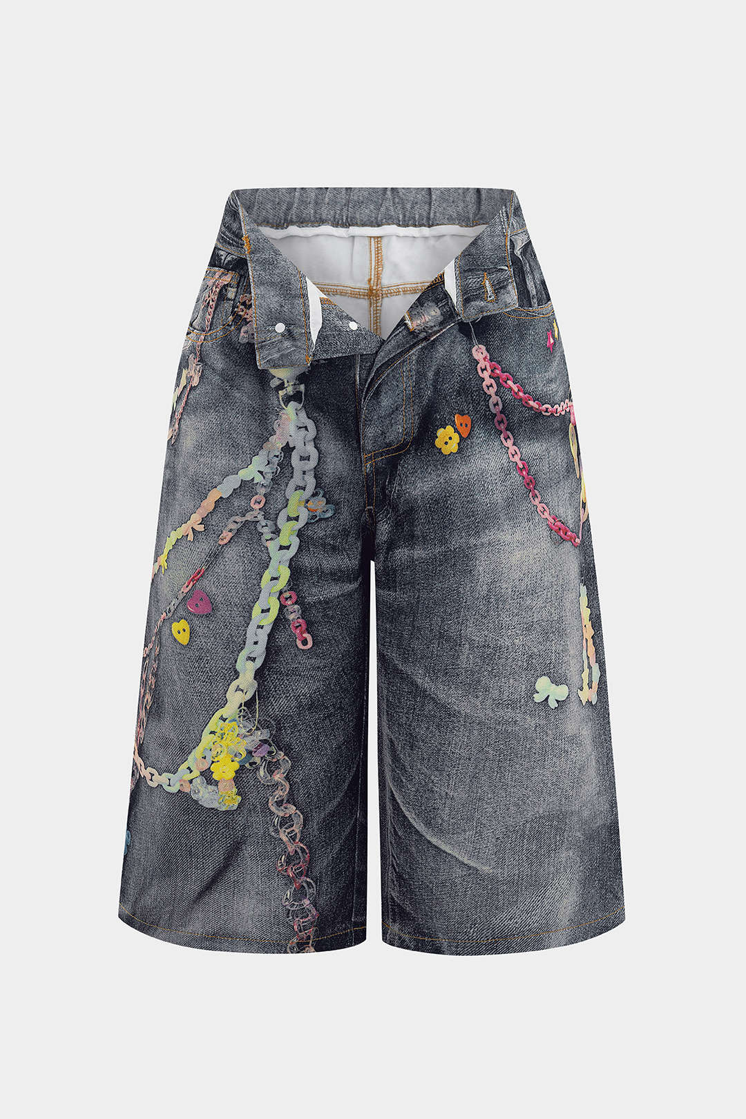 Chain Print Wide Leg Shorts - Image 2