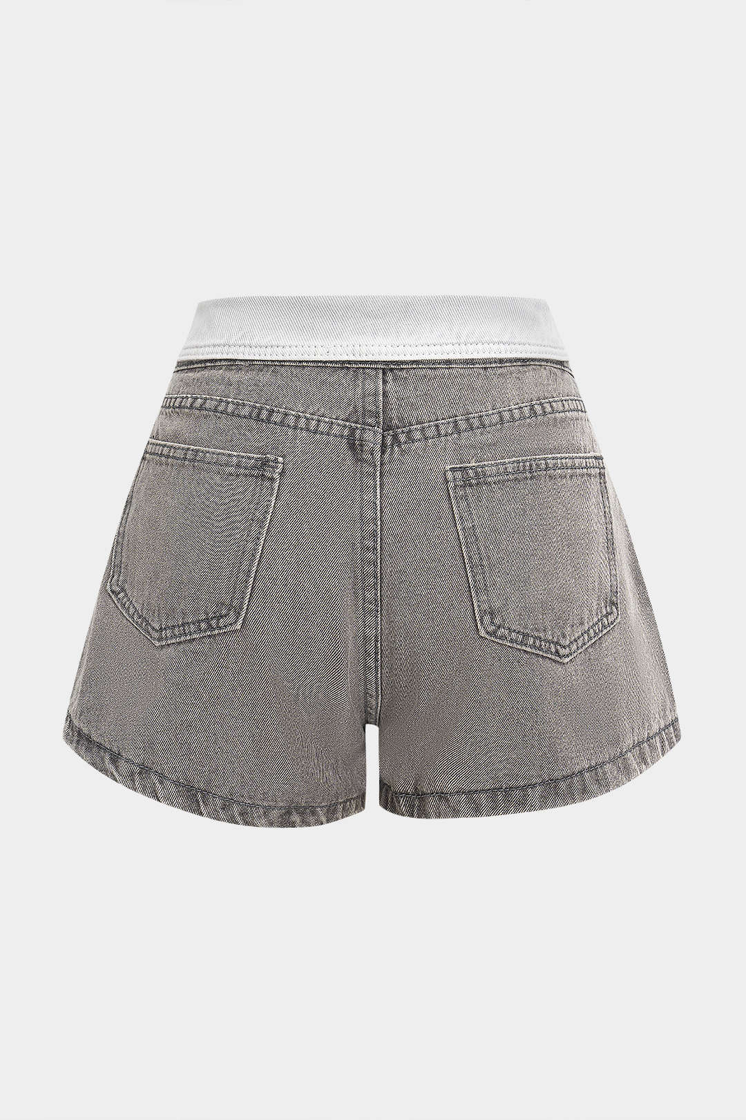 Denim Contrast High Waist Wide Leg Shorts - Image 2