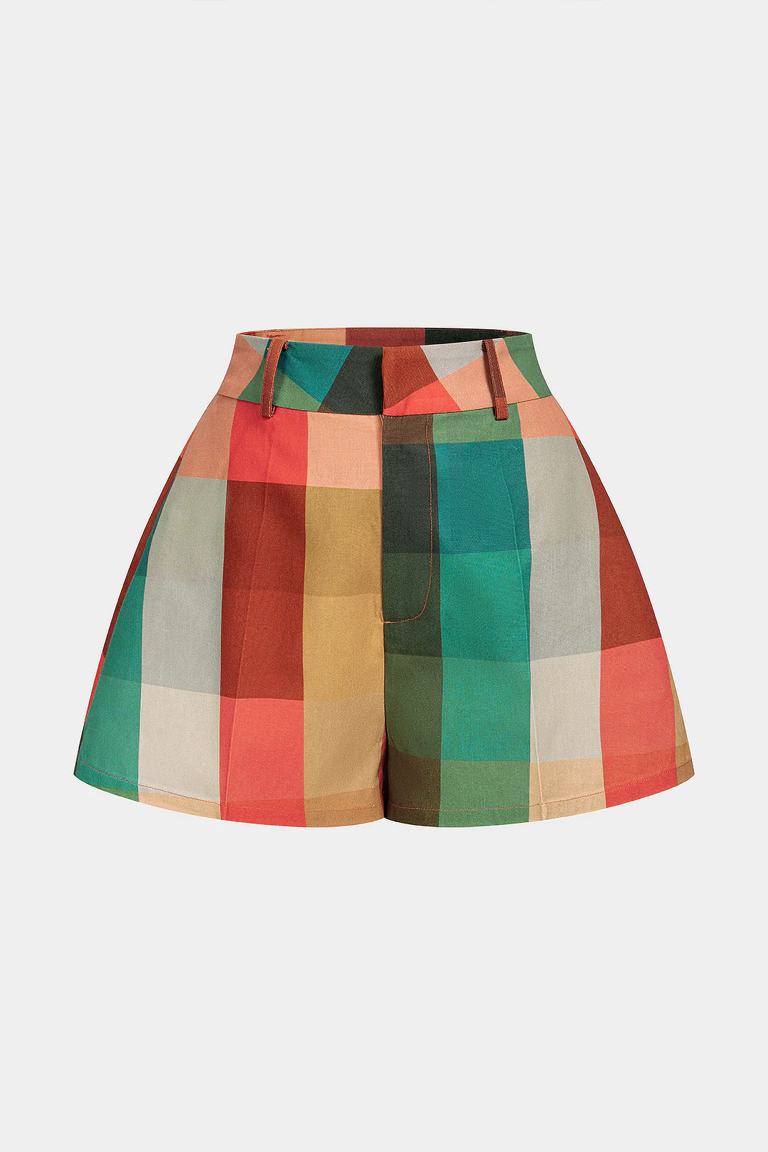 Geometric Plaid Print Wide Leg Shorts