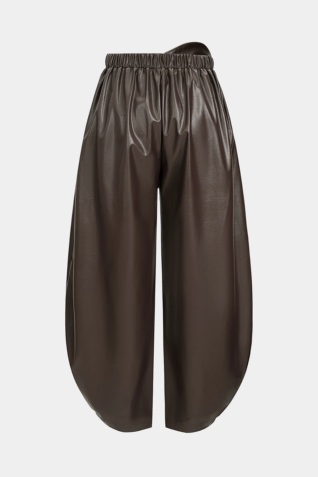 Faux Leather Asymmetrical Barrel Trousers - Image 2