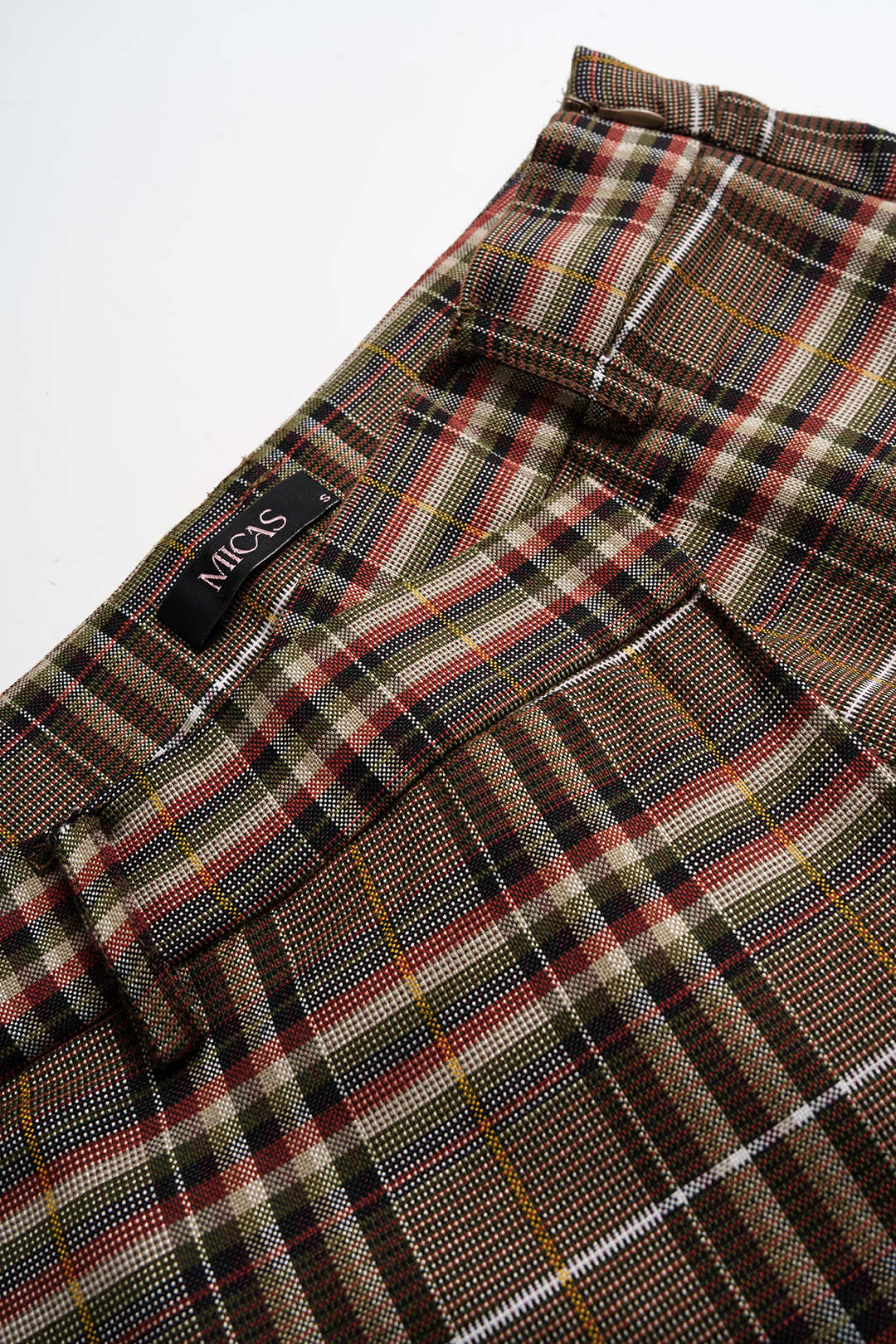 Plaid Print Asymmetrical Wide Leg Pants - Image 3
