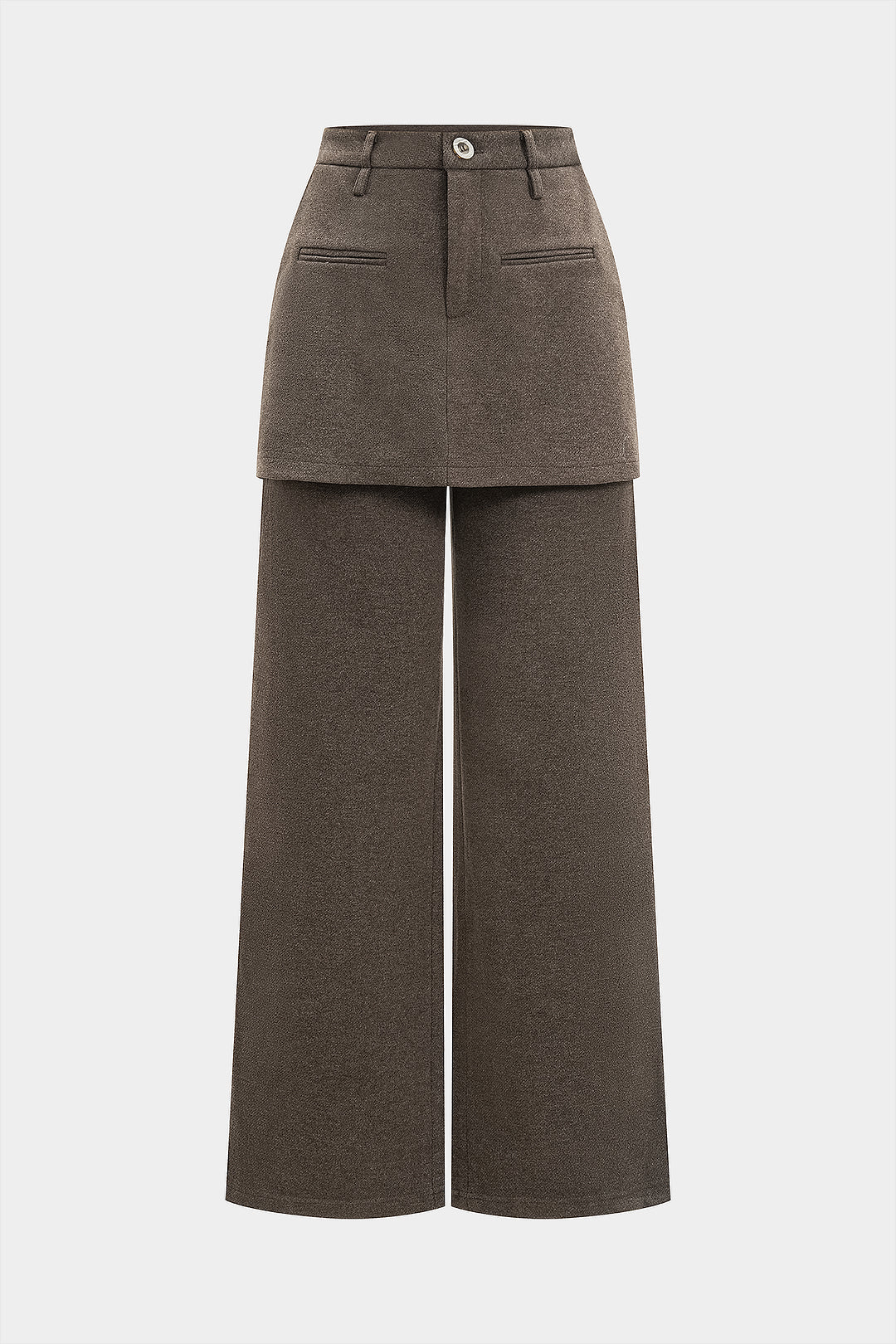 Solid Fake Pockets Straight Leg Zipper Pants