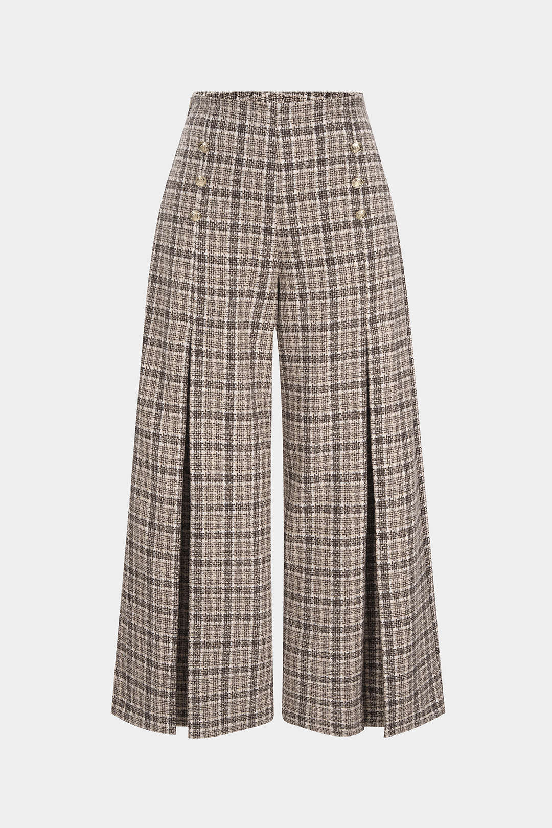 Plus Size Plaid Print Zipper Button Straight Pants