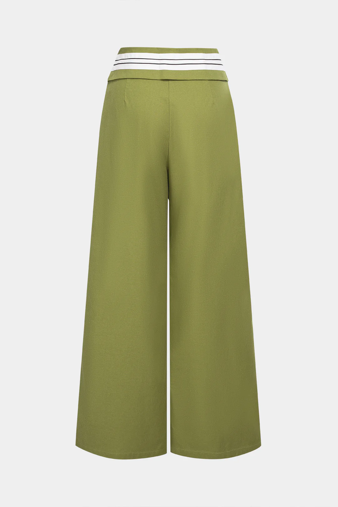 Contrast Linen Asymmetrical Tie-Up Straight Leg Pants - Image 3