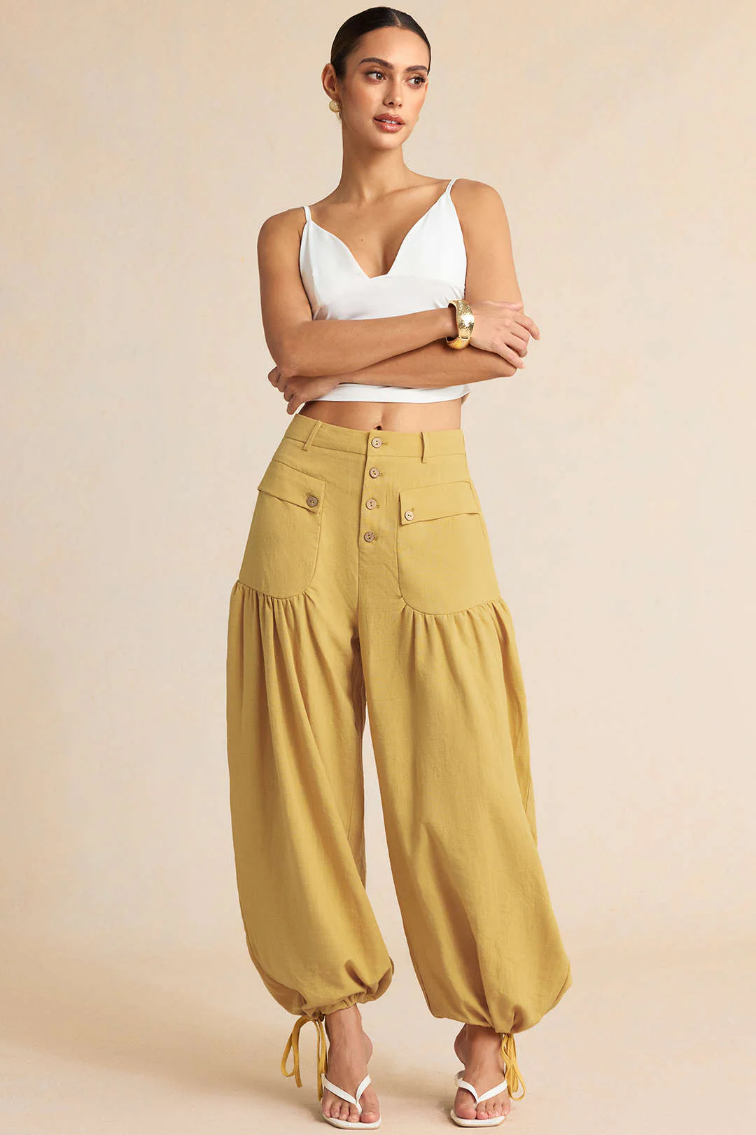 Button Pocket Tie-Up Pants - Image 5