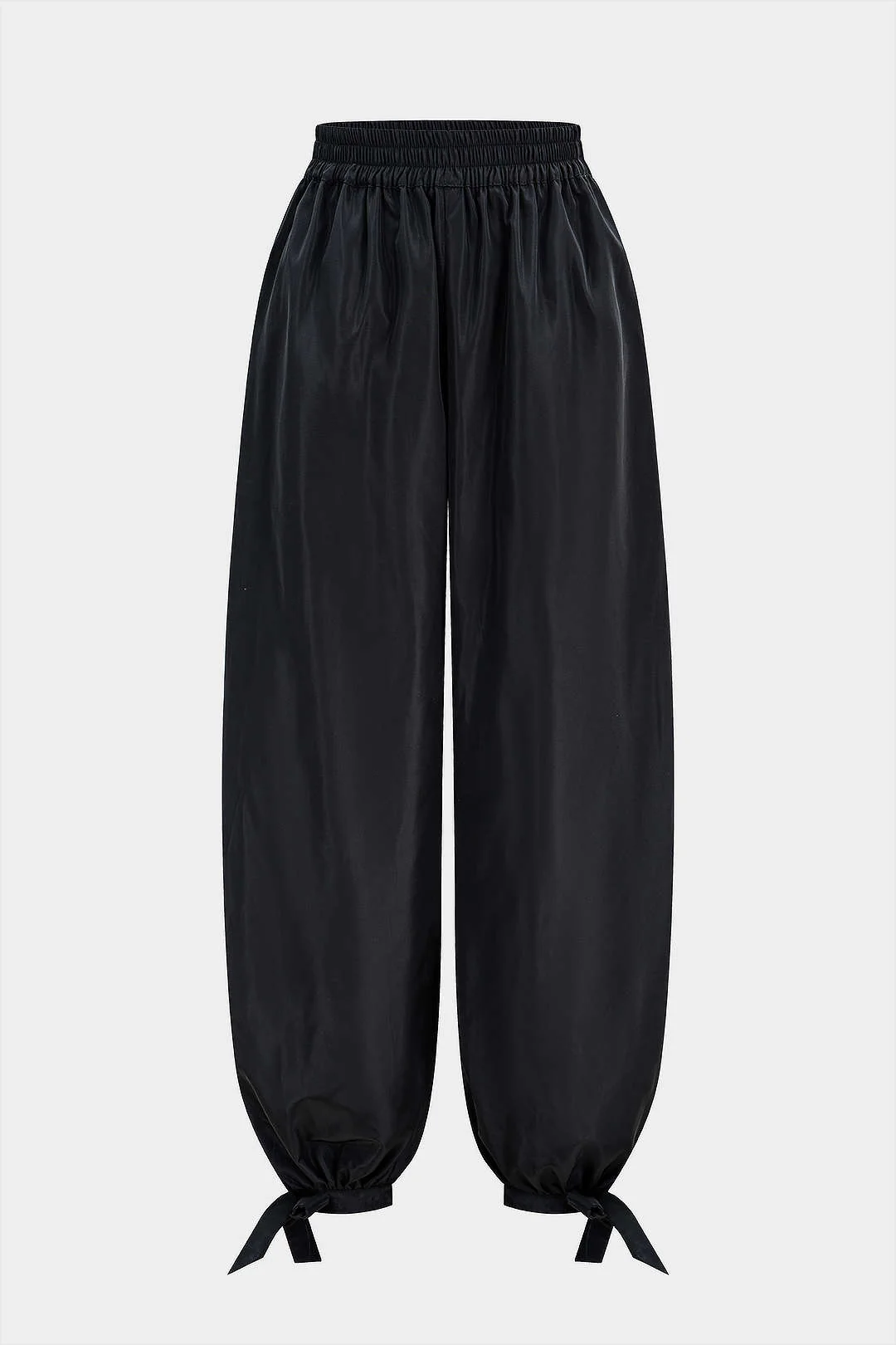 Tie-Up Shirred Waistband Wide Leg Pants - Image 6