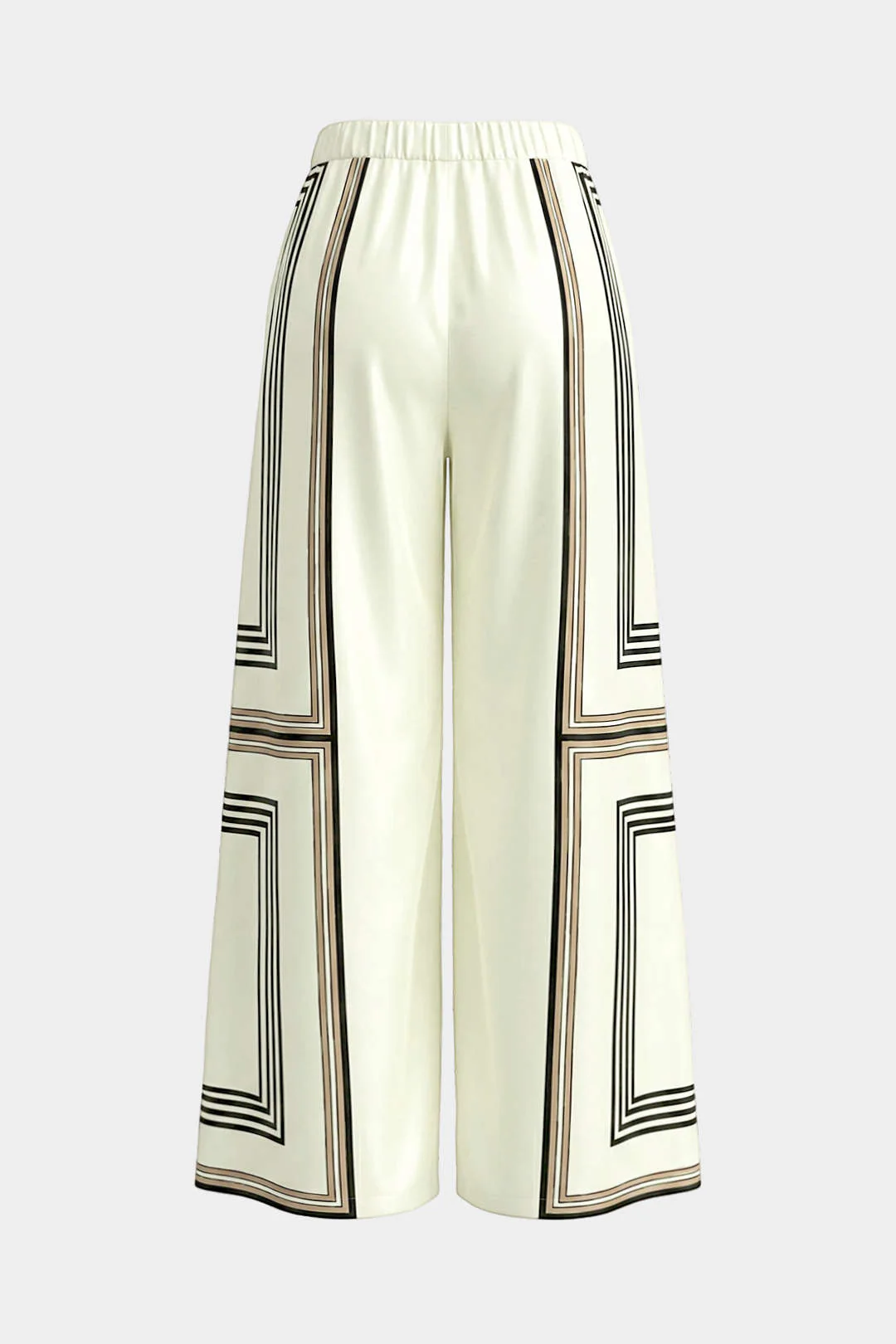 Geometric Print Satin Slit High Waist Straight Leg Pants - Image 2