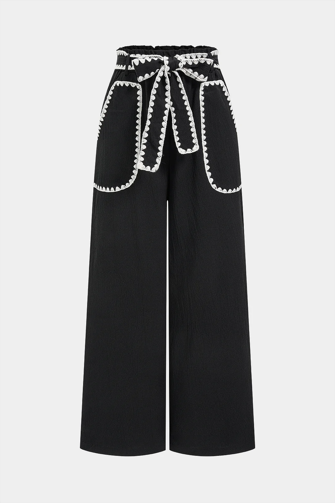 Contrast Binding Pocket Straight Leg Pants