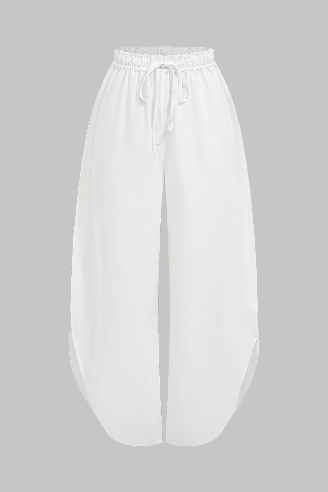 Solid Drawstring Side Slit Pants - Image 2