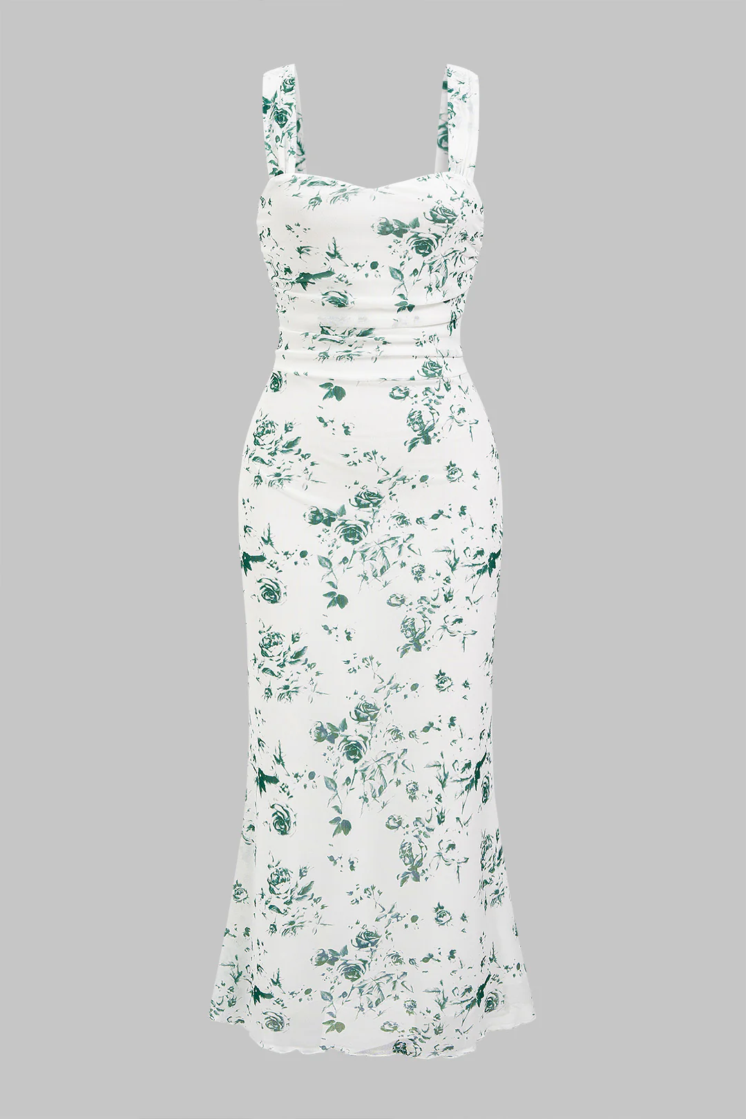 Ditsy Floral Print Mesh Sleeveless Midi Dress - Image 4