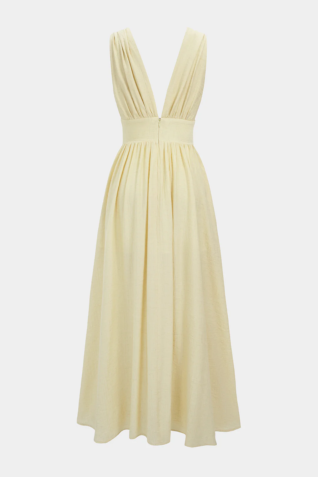 Metallic V-Neck Ruched Backless Sleeveless Maxi Dress - Image 4