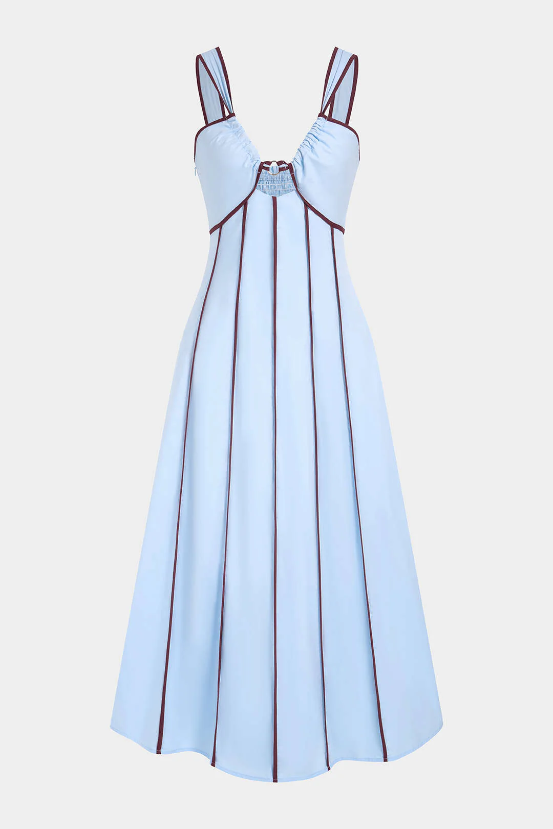 Contrast Trim Cut Out Sleeveless Maxi Dress