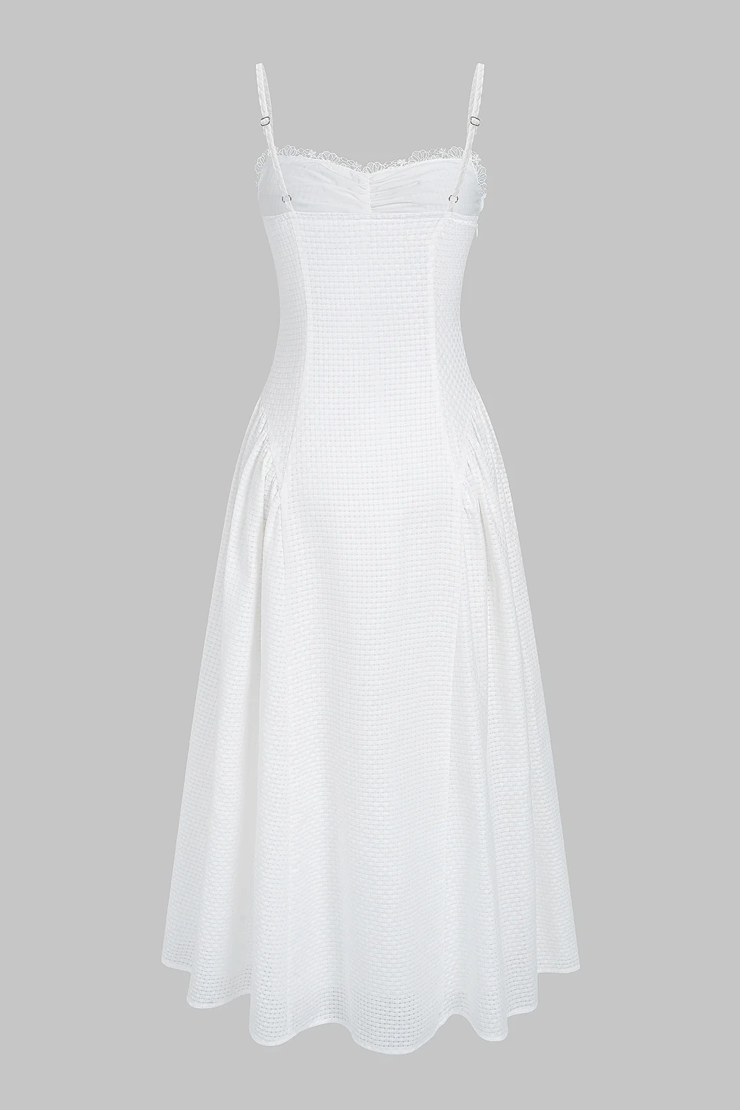 Lace Trim Ruched Slip Sleeveless Maxi Dress - Image 3