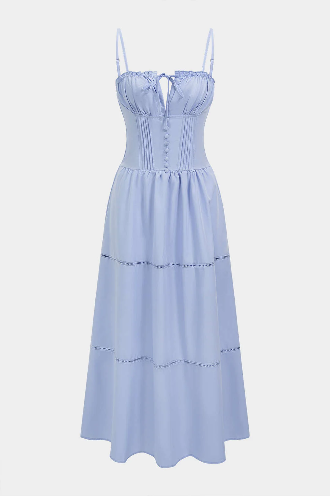 Ruched Tie-Up Hollow Out Sleeveless Slip Maxi Dress