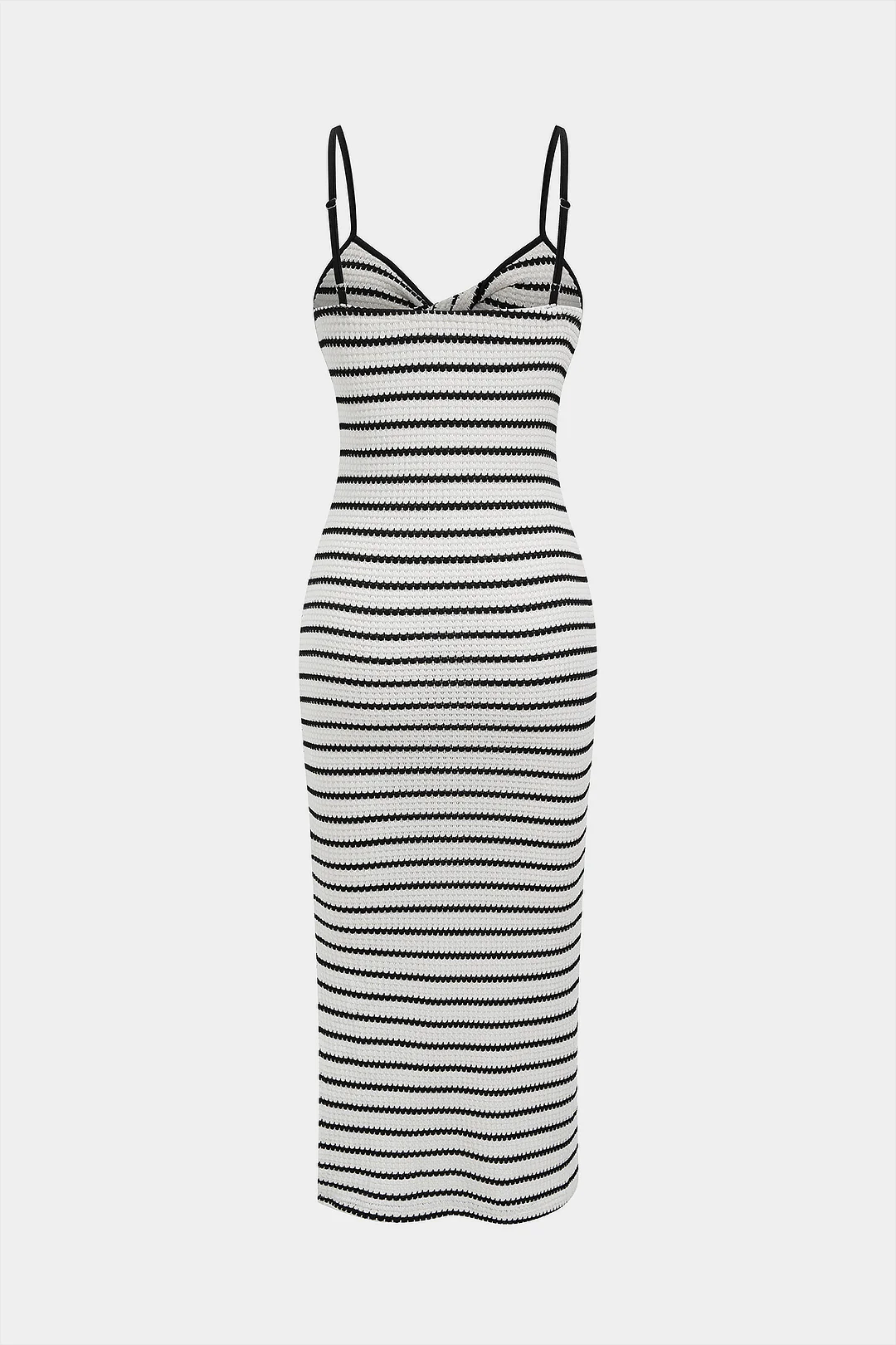 Stripes Print Twist Knot Slip Sleeveless Maxi Dress - Image 2