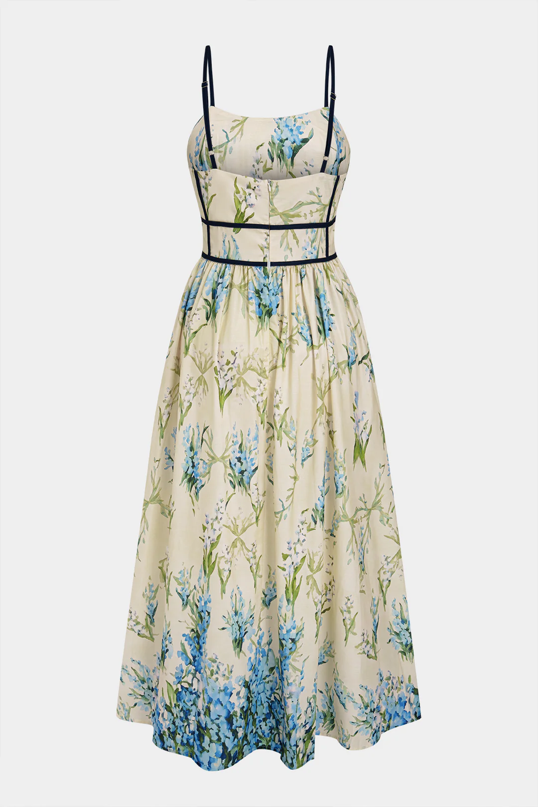 Floral Print Contrast Trim Pleated Slip Maxi Dress - Image 2