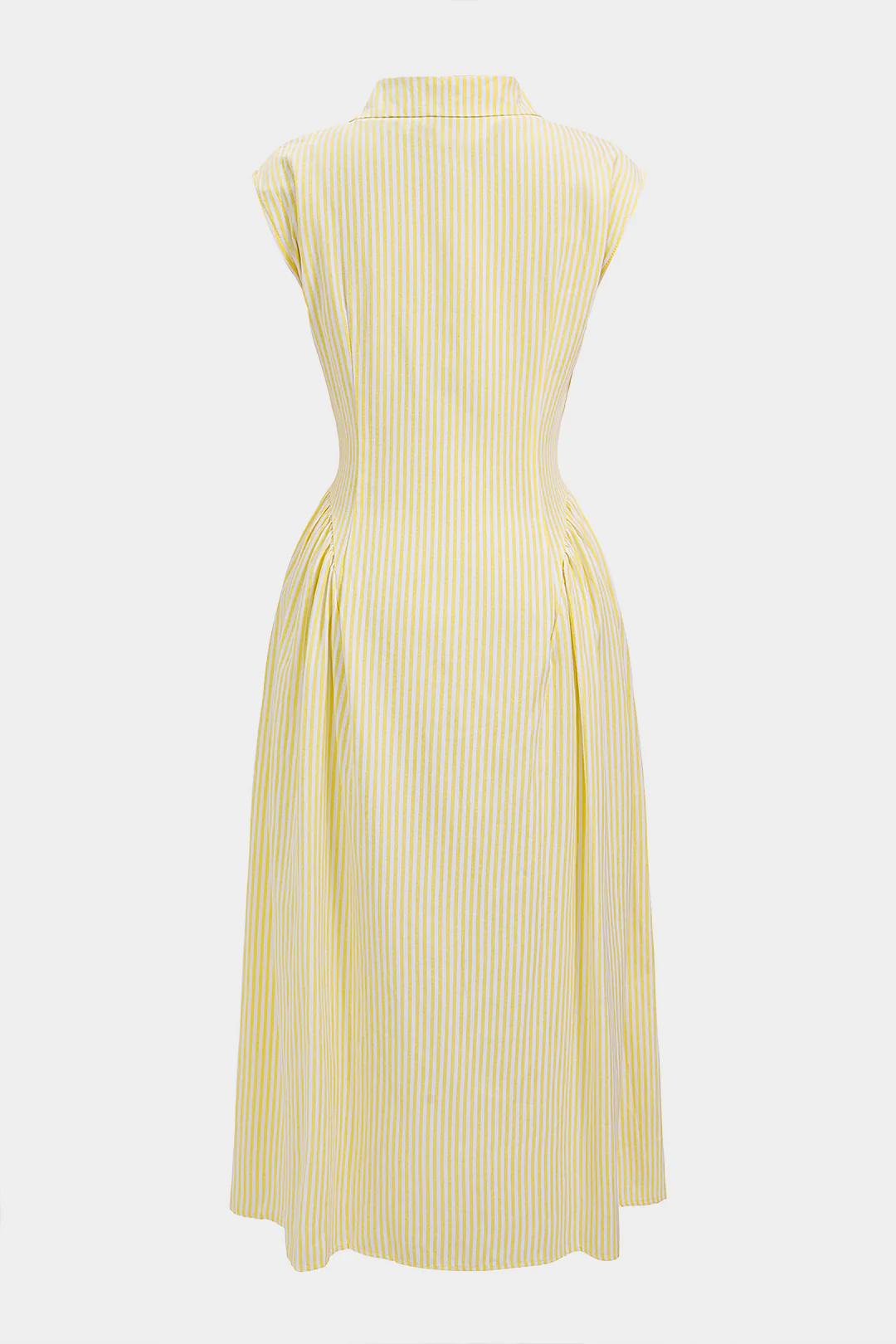 Stripes Print Lapel Button Sleeveless Maxi Dress - Image 2