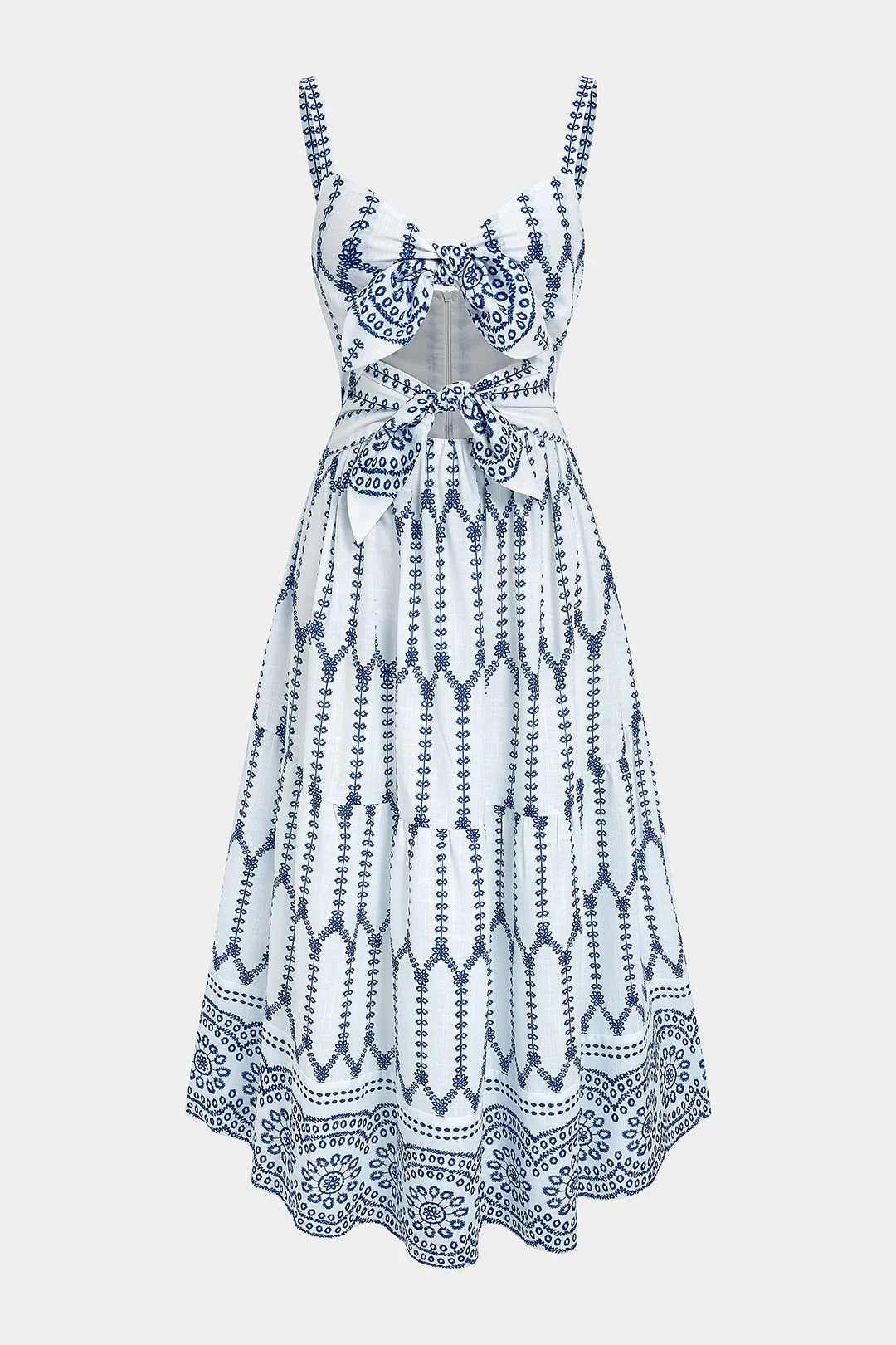 Tropical Print Knotted Cut Out Slip Sleeveless Maxi Dress - Image 2