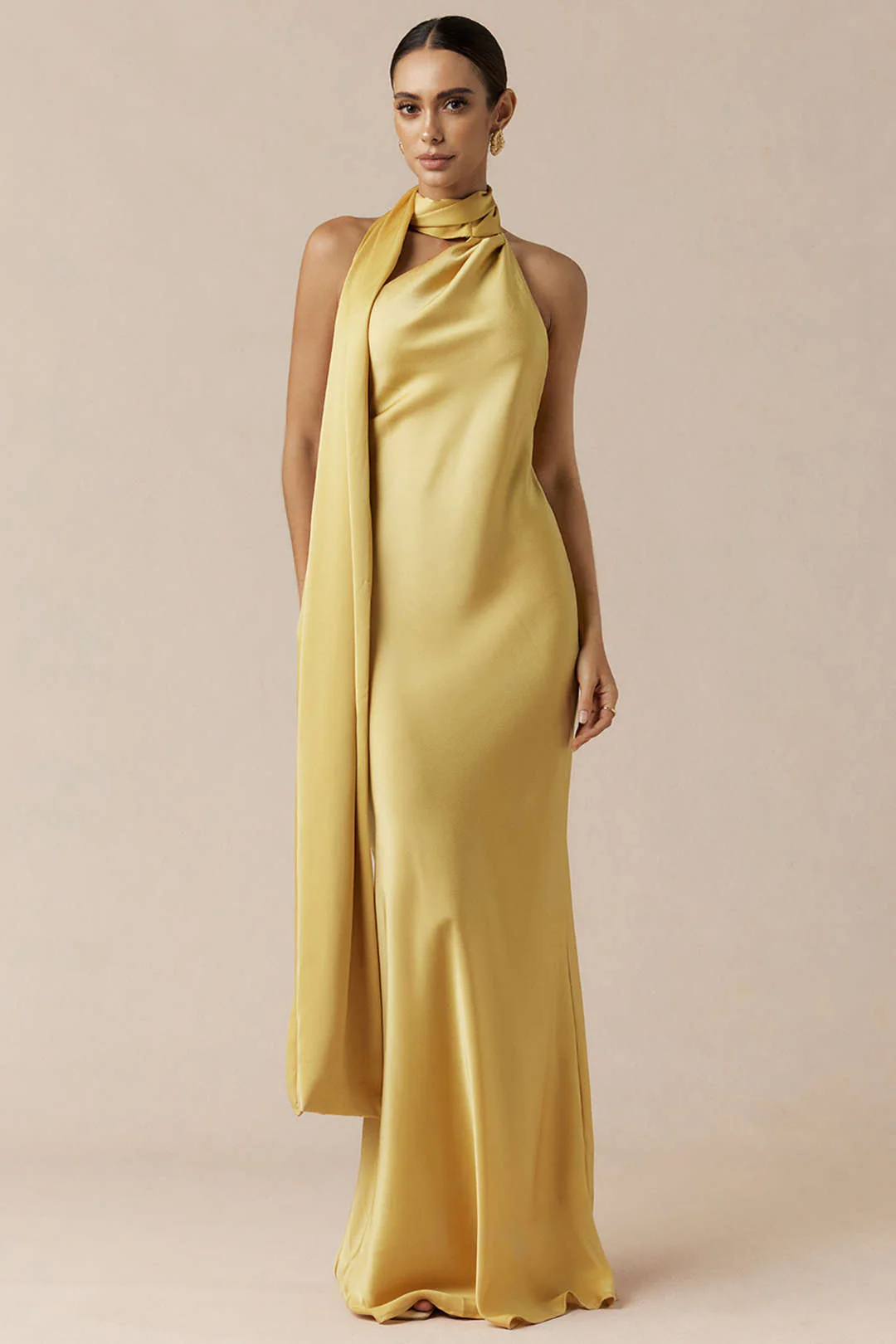 Halter Neck Backless Asymmetrical Sleeveless Maxi Dress