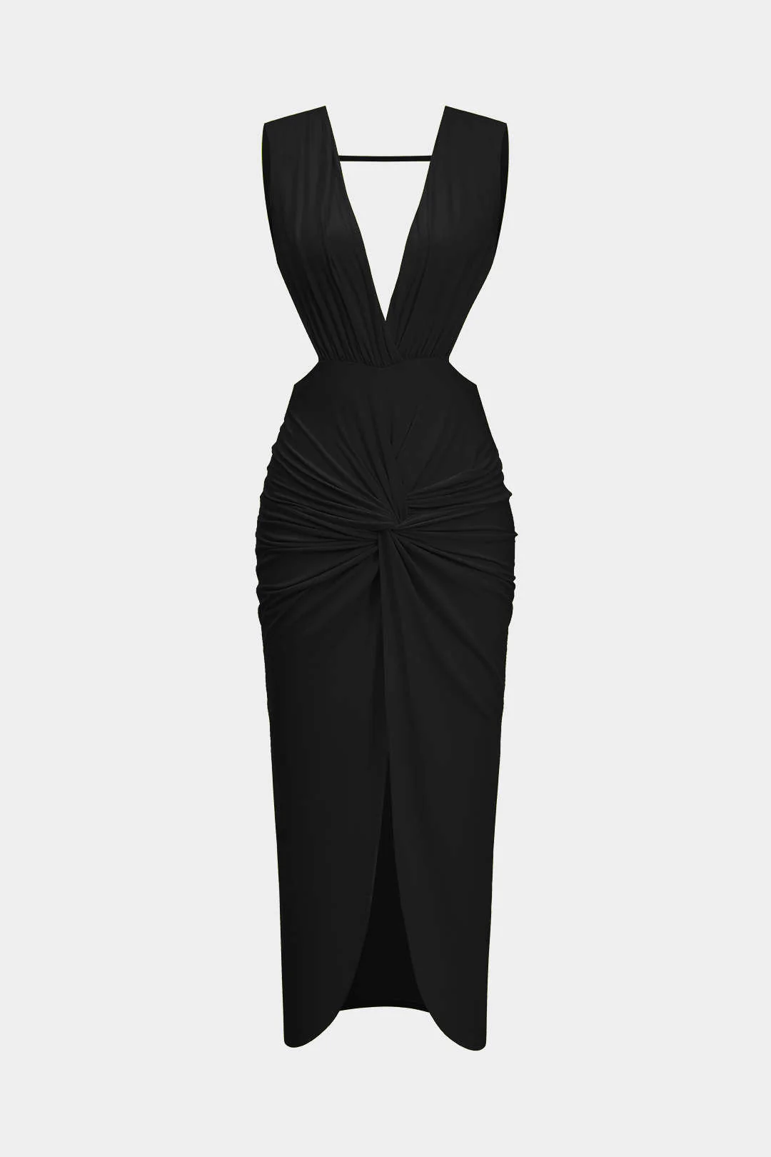 Ruched Twist Knot Backless Sleeveless Midi Dress - Image 8