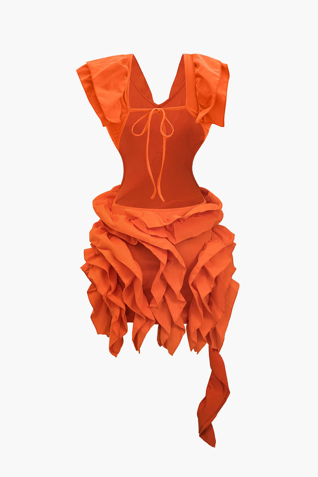 Solid Backless Ruffle Midi Dress - Image 2