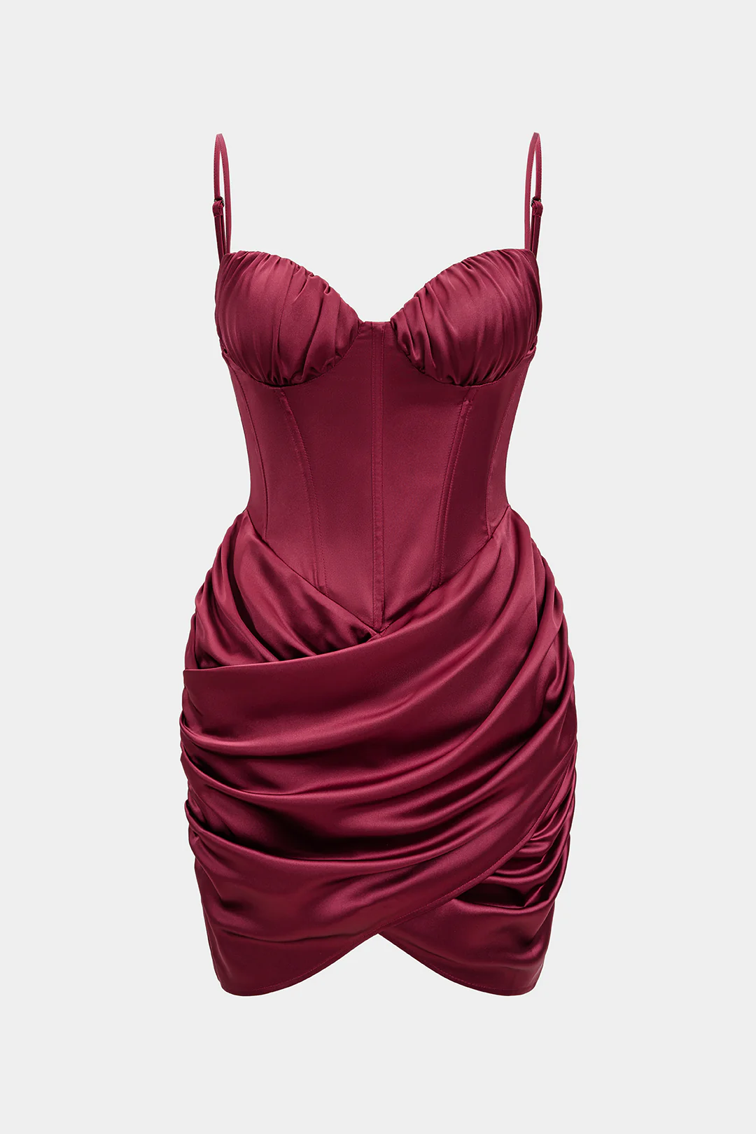 Satin Ruched Sleeveless Midi Dress