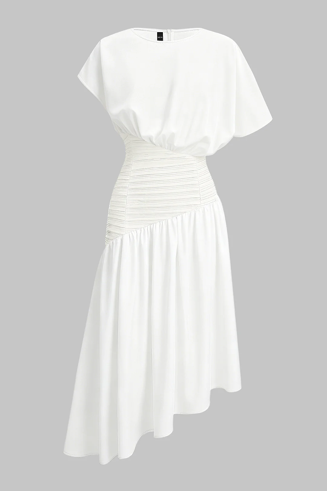 Round Neck Asymmetrical Short Sleeve Midi Dress - Image 4