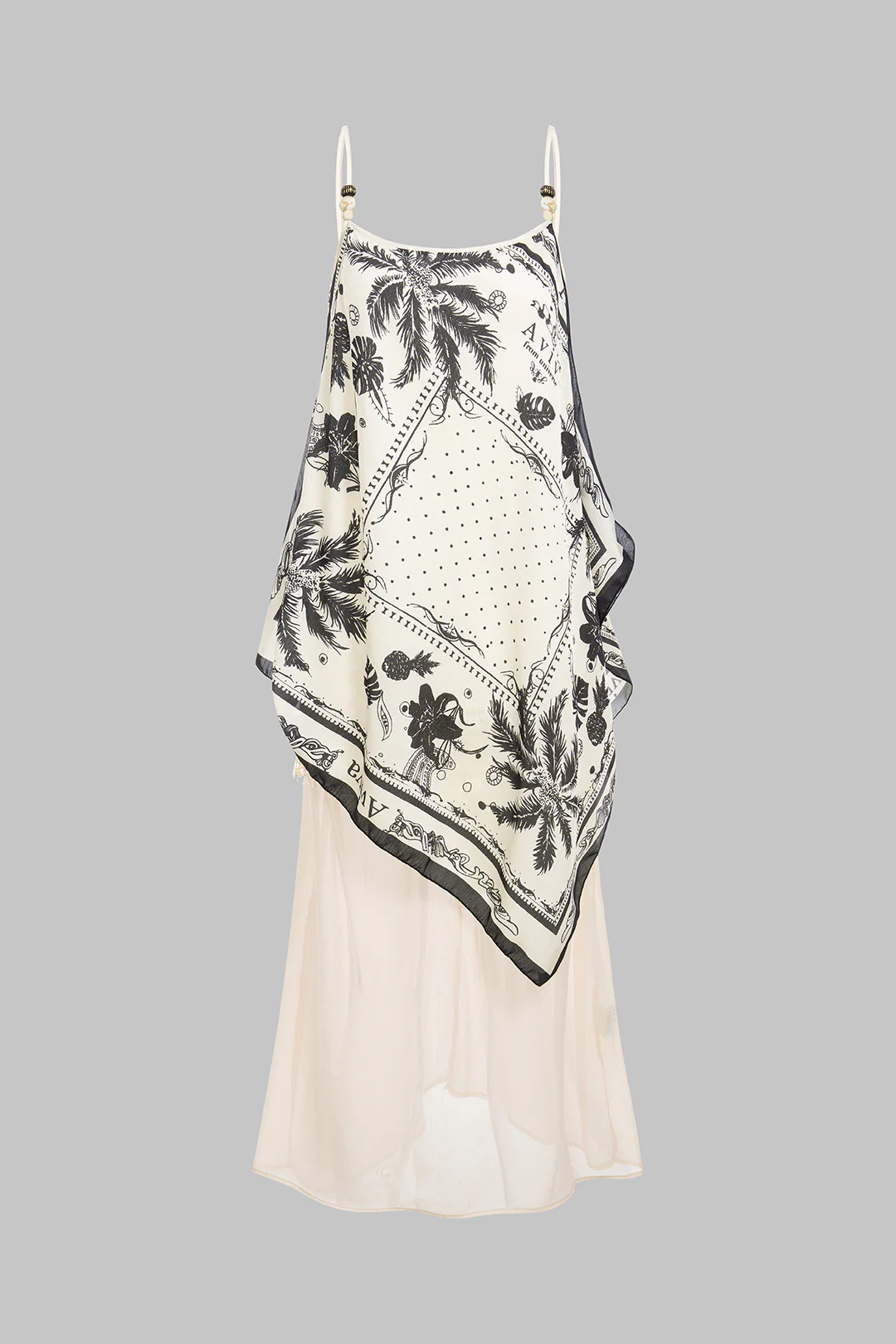 Leaf Print Patchwork Sequin Beaded Sleeveless Midi Dress - Image 6