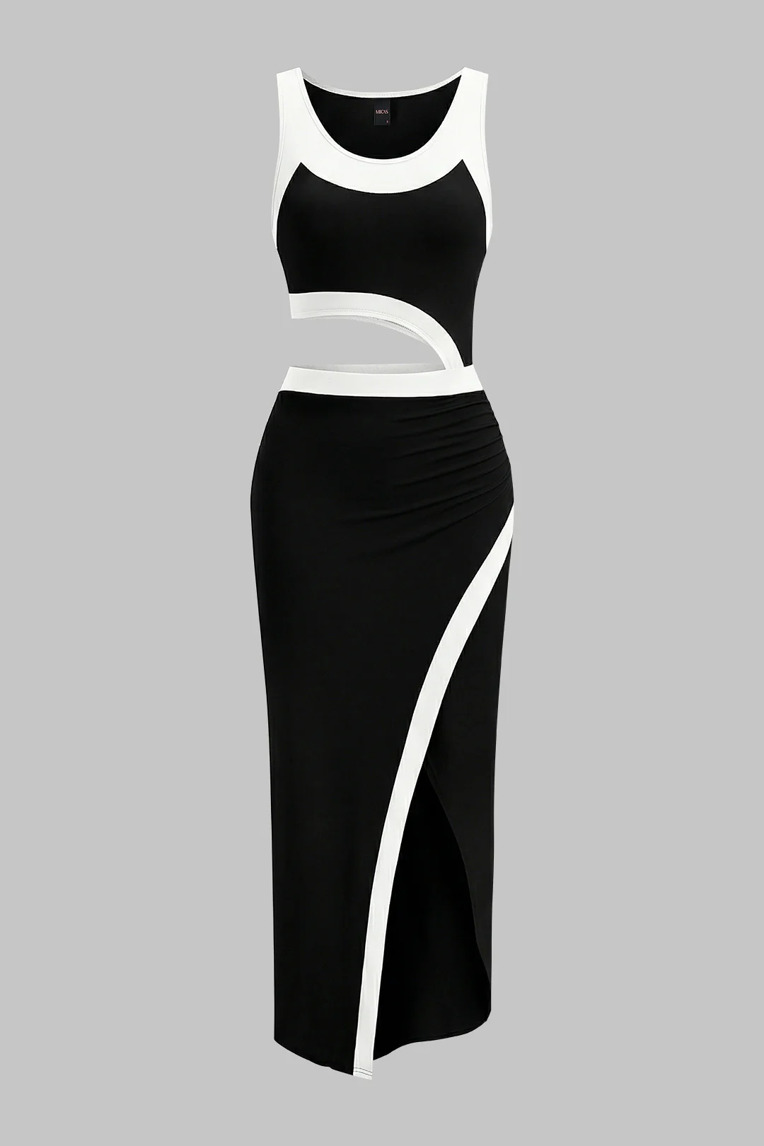 Contrast Print Cut Out Sleeveless Midi Dress - Image 6