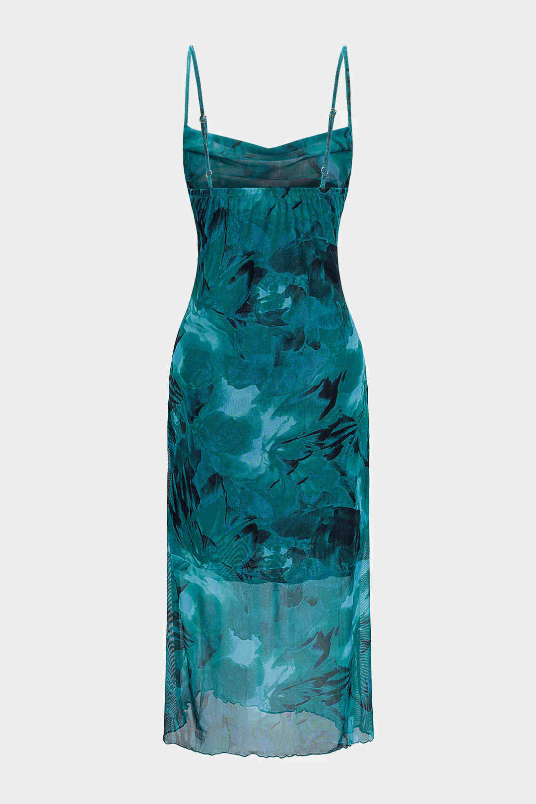 Artistic Print Mesh Slip Midi Dress - Image 2