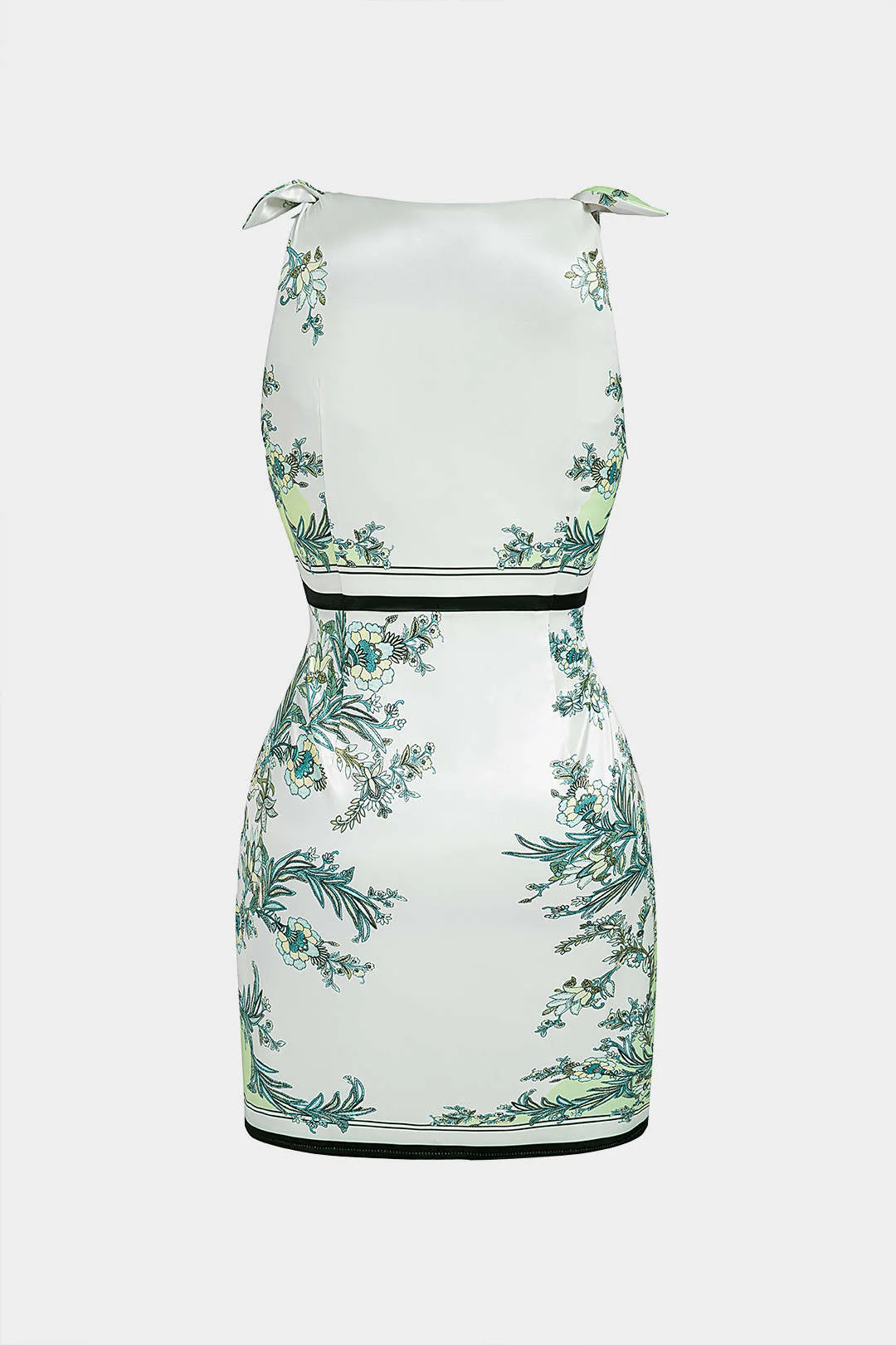 Tropical Contrast Print Tie-Up Twist Knot Sleeveless Mini Dress - Image 2