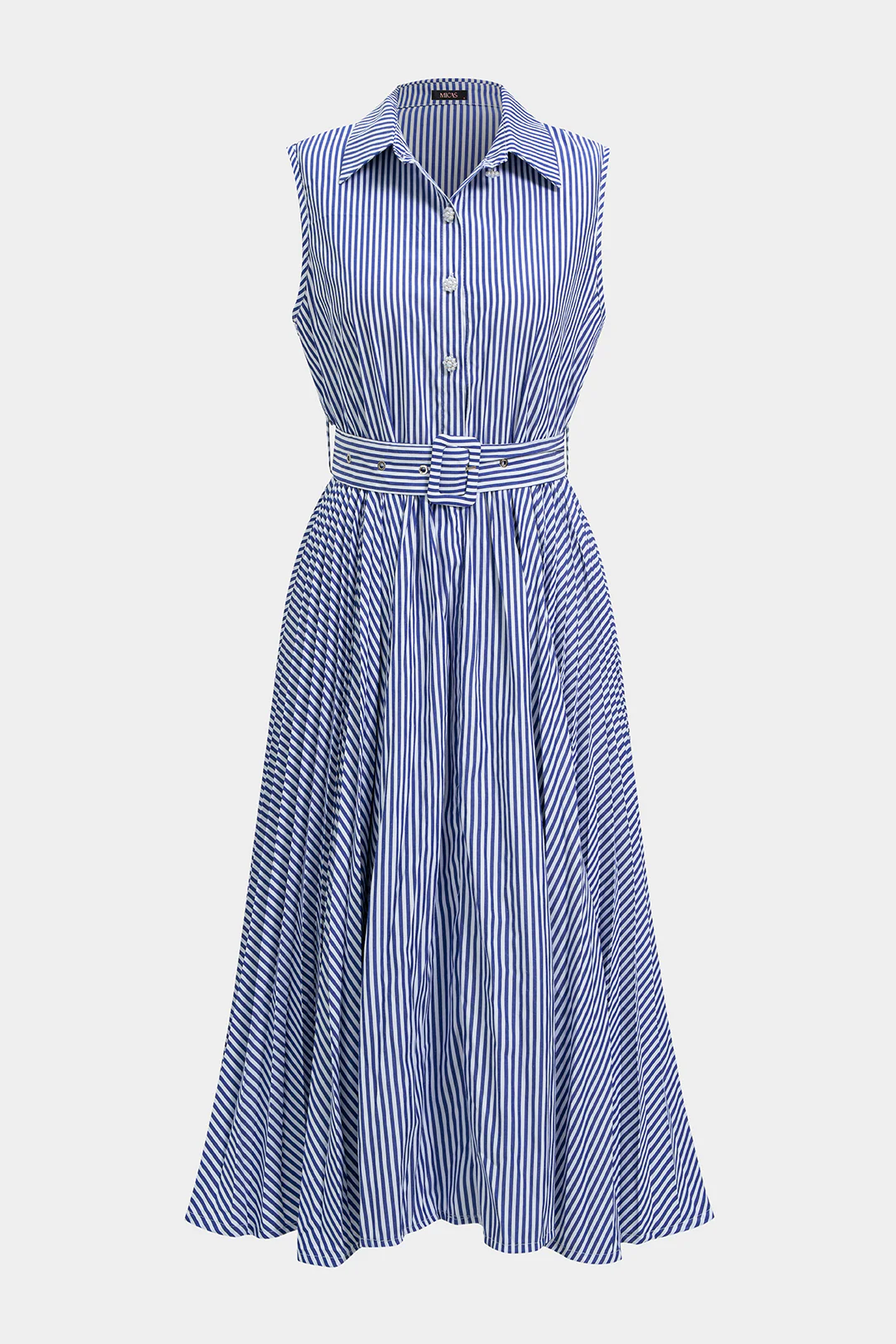 Stripes Print Tie-Up Sleeveless Midi Dress - Image 2