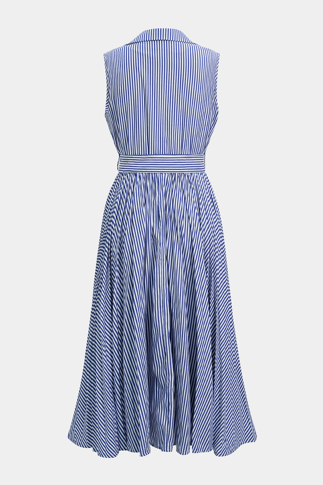 Stripes Print Tie-Up Sleeveless Midi Dress - Image 3