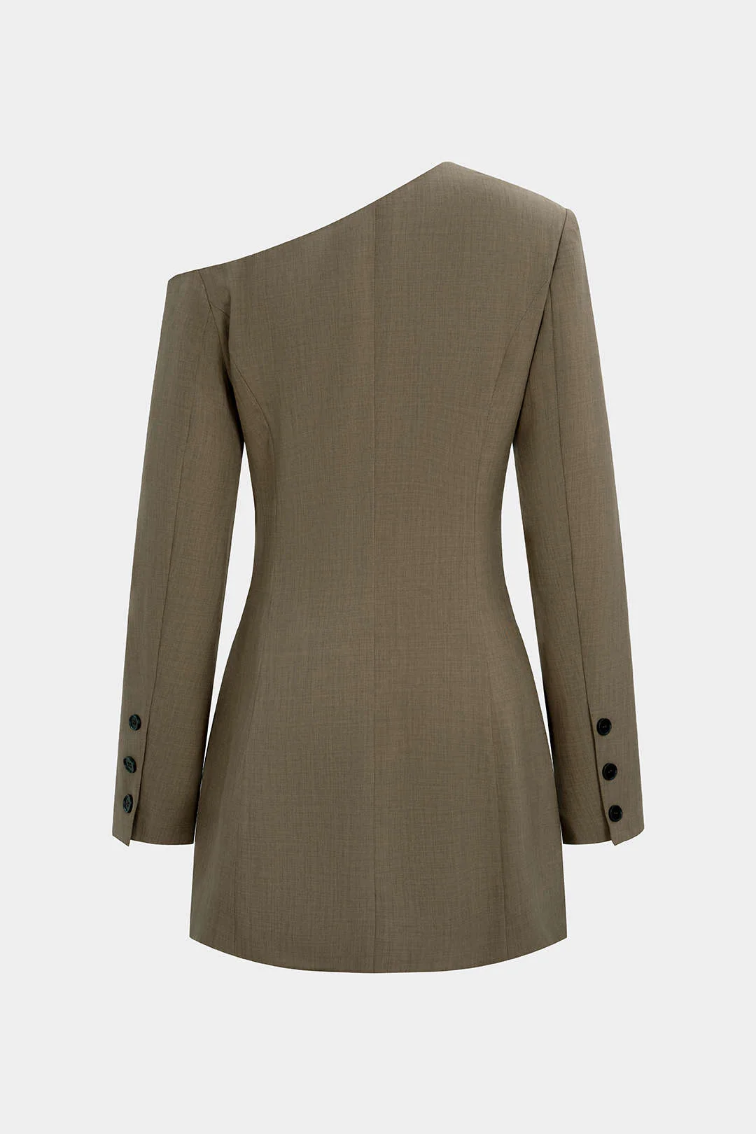 Notched Lapel Asymmetrical Long Sleeve Mini Dress - Image 2