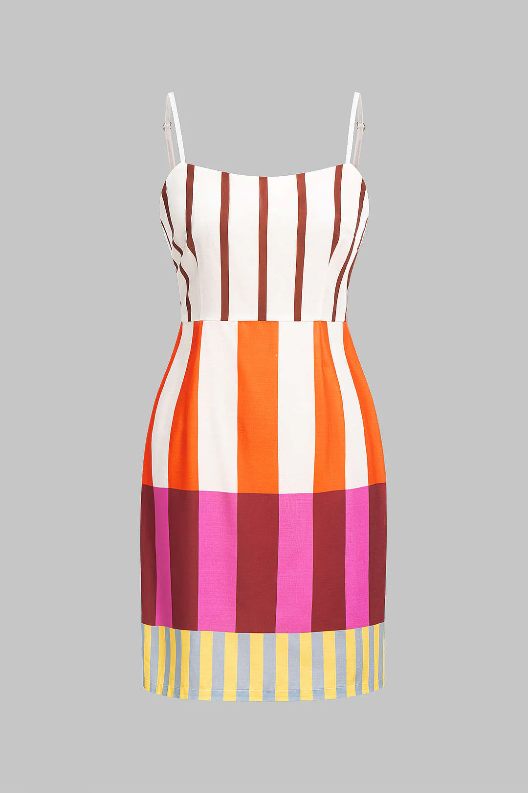 Stripes Contrast Print Sleeveless Mini Dress