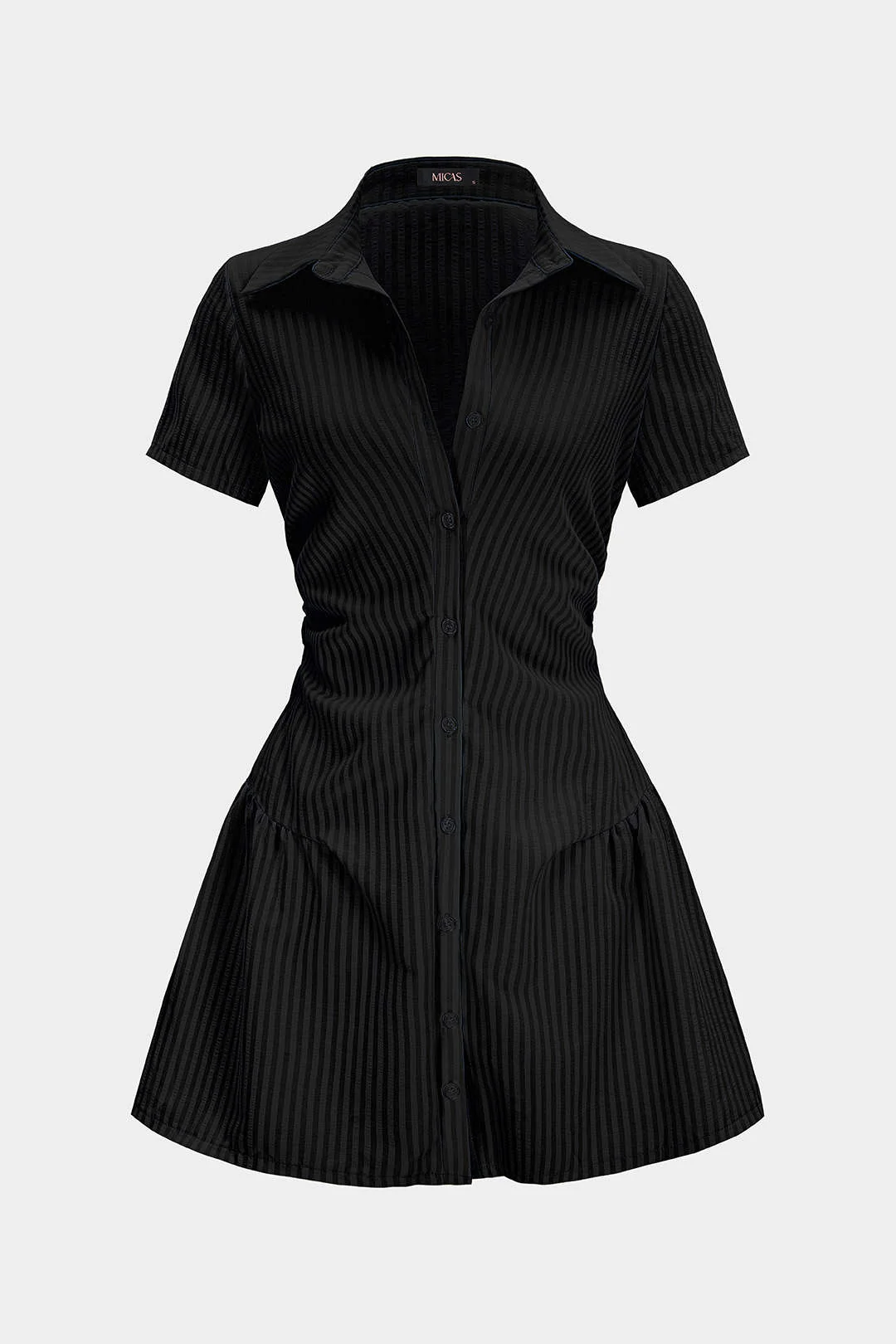 Stripes Print V-Neck Short Sleeve Mini Dress - Image 7