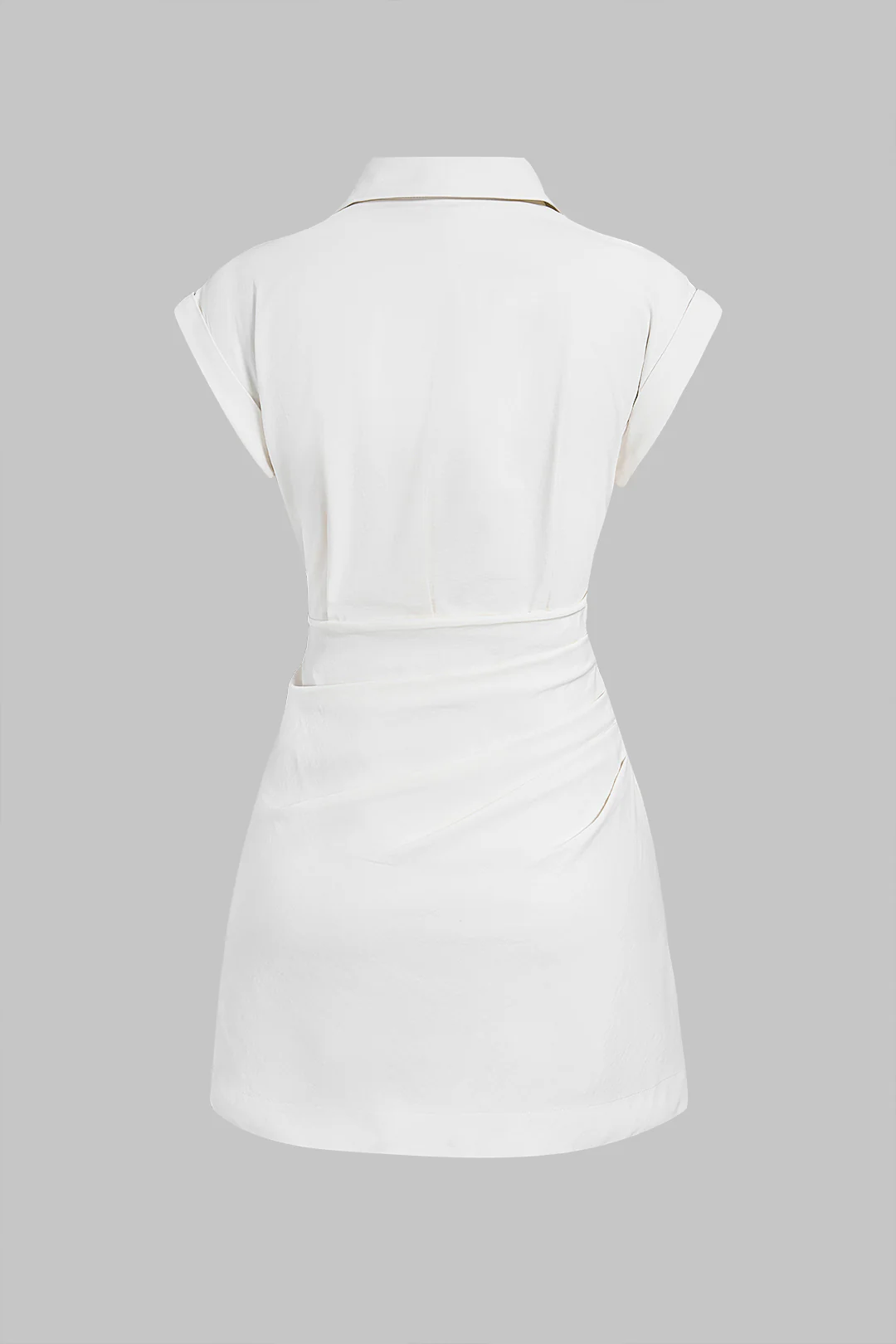 Metallic Button Asymmetrical Ruched Mini Dress - Image 6