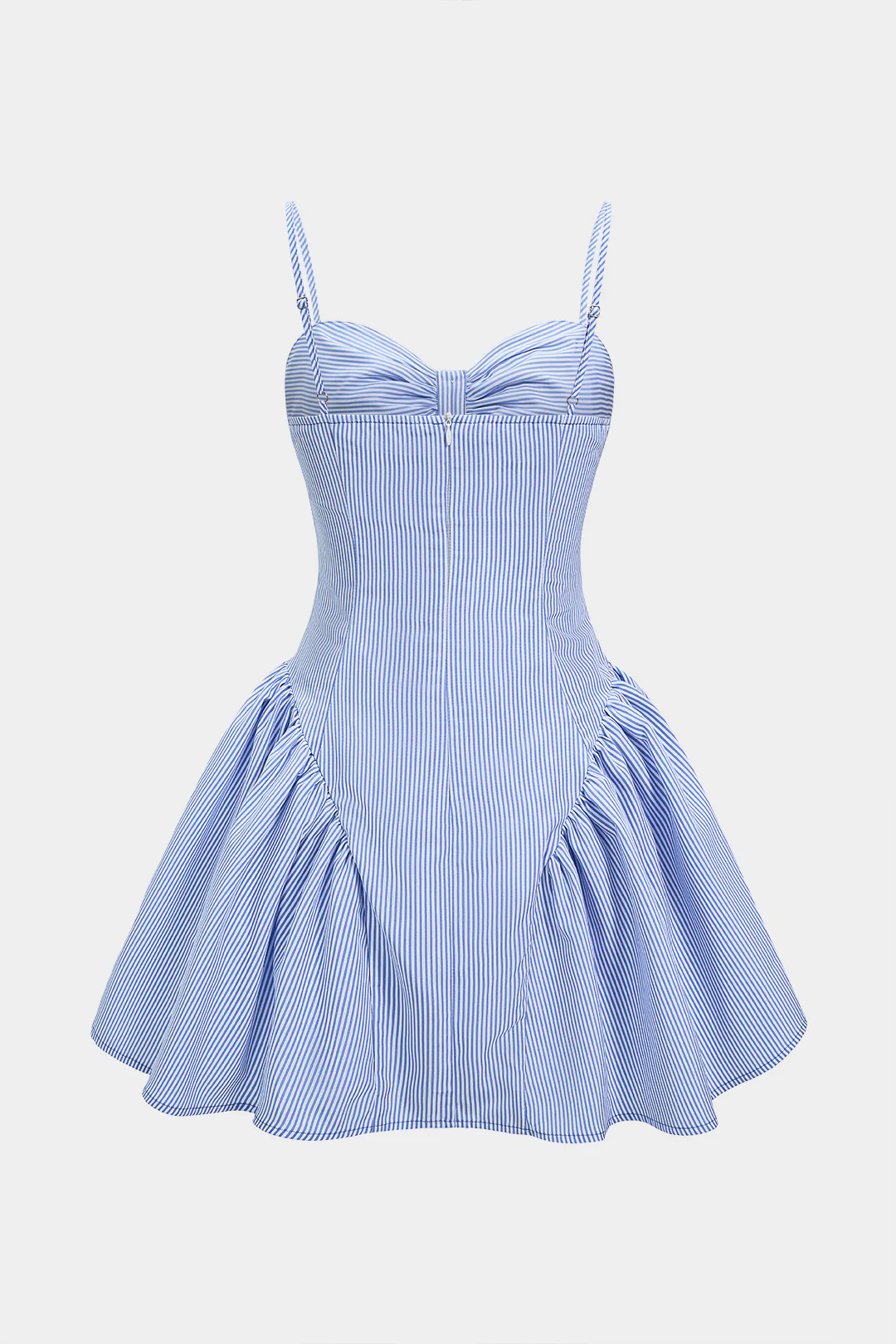 Stripes Print Button Ruched Slip Sleeveless Mini Dress - Image 2