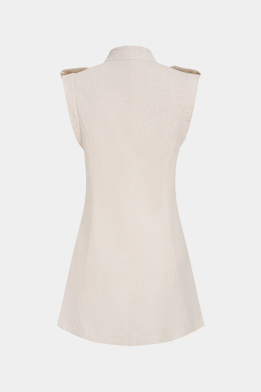 Metallic Double Breasted Mock Neck Sleeveless Mini Dress - Image 2